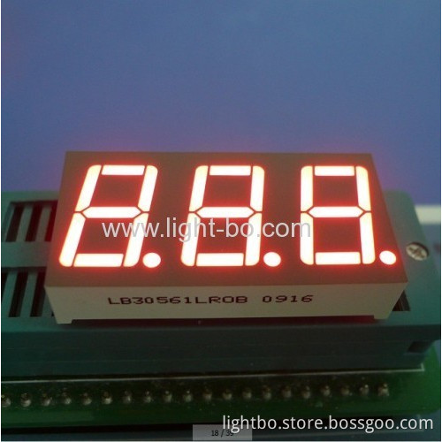 Triple-digit 7-segment Led Display, Common Anode 0.56" Super Bright Red For Instrument Panel.
